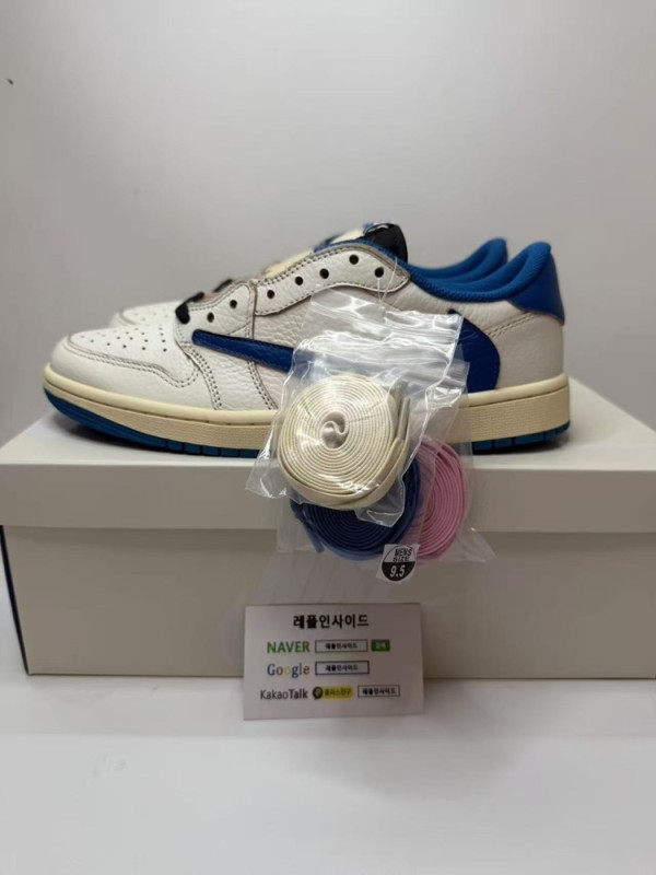 레플리카 명품 [AIR JORDAN] 트래비스 스캇 x 프라그먼트 x 에어조던1 로우 밀리터리 블루 DM7866-104 남녀공용 (OG공장) 실사 디테일! - 디테일 실사 4