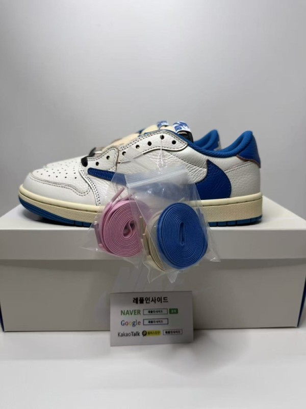 레플리카 명품 [AIR JORDAN] 트래비스 스캇 x 프라그먼트 x 에어조던1 로우 밀리터리 블루 DM7866-104 남녀공용 (LJR공장) - 디테일 실사 4