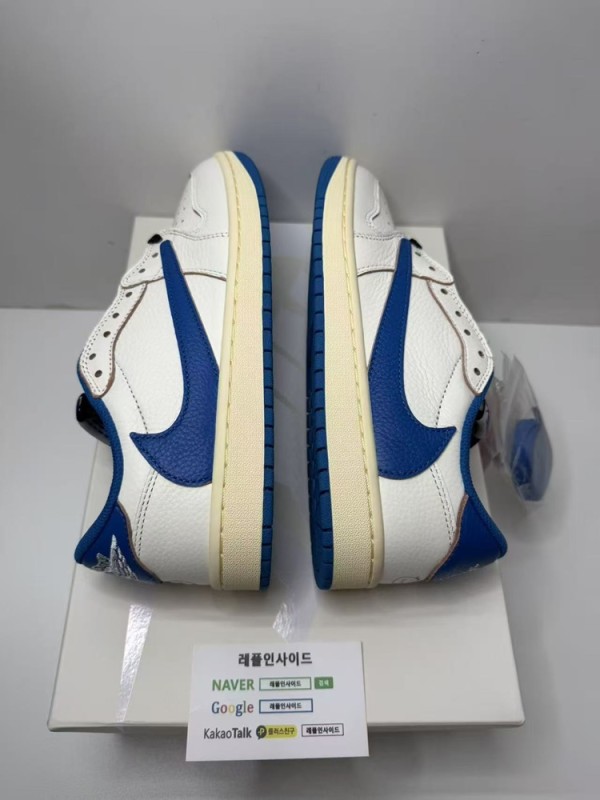 레플리카 명품 [AIR JORDAN] 트래비스 스캇 x 프라그먼트 x 에어조던1 로우 밀리터리 블루 DM7866-104 남녀공용 (LJR공장) - 라벨 실사 8