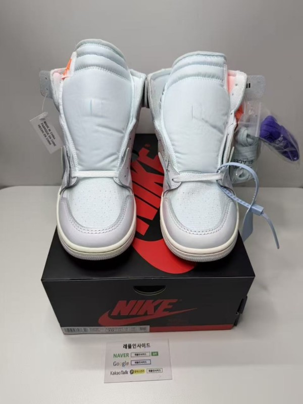 레플리카 명품 [AIR JORDAN] 오프화이트 X 에어조던1 알래스카 화이트 AA3834-100 남녀공용 (OG공장) 실사! - 앞면 실사 1