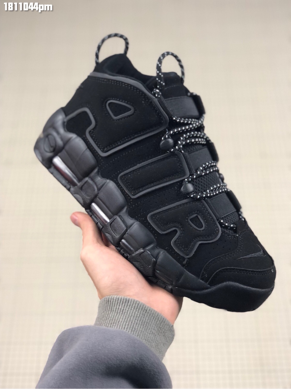 [NIKE] 나이키 에어 모어 업템포 트리플블랙 3M리플렉티브 414962-004 남성용