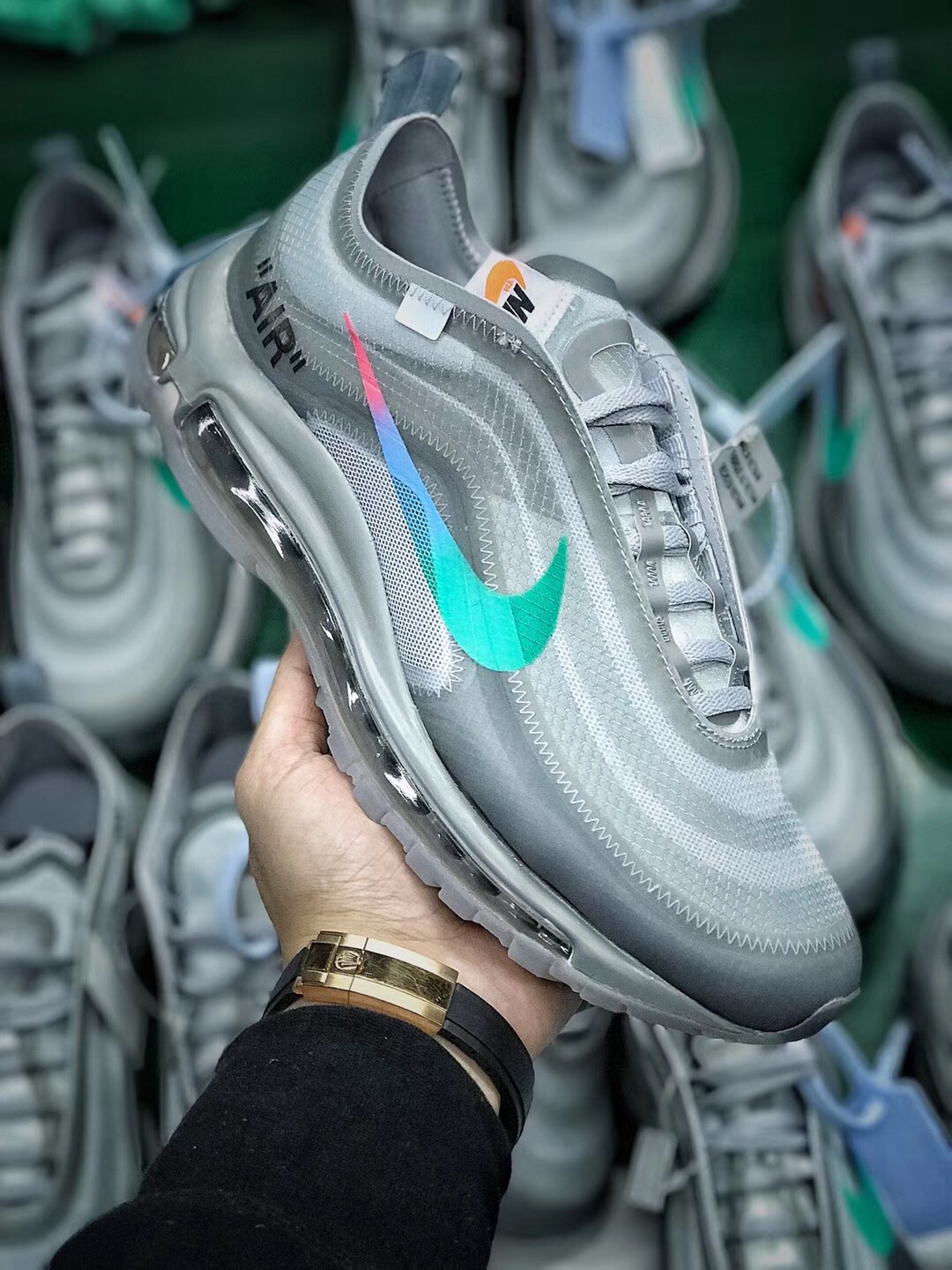 [NIKE] 나이키 X 오프화이트 에어맥스97 THE TEN 멘타 AJ4585-101 남성용 (H12공장)