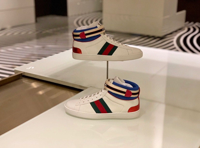 [GUCCI] 구찌 스트라이프 에이스 하이탑 화이트 스니커즈