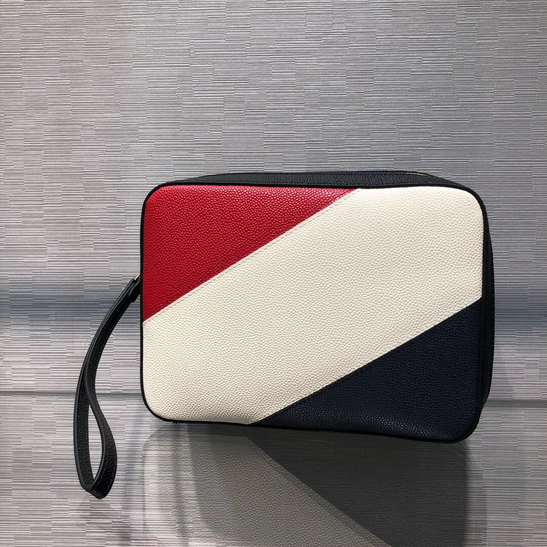 [Thom Browne] 톰브라운 MAC073A 08486 페블래더 스트랩 블랙/멀티 클러치