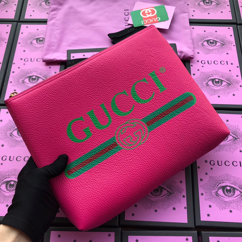 [GUCCI] 구찌 클러치백 로고 가죽 미디엄 핑크 (500981 0GCAT 8840) 남녀공용