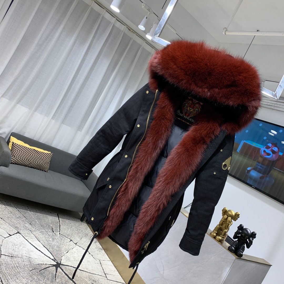 [Moose Knuckles] 무스너클 19FW 스텔러 골드 블랙 레드와인 폭스퍼 카라 밍크 여성용