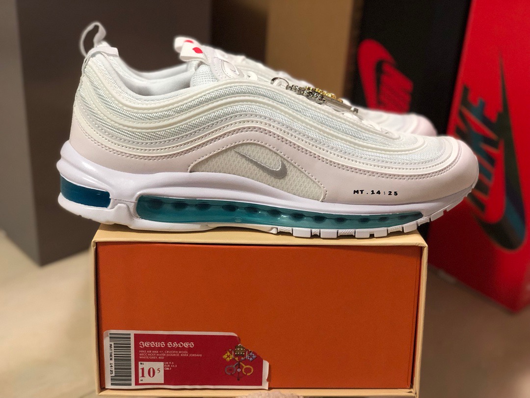 [NIKE] 나이키 에어맥스 97 MSCHF x INRI Jesus 921826-101 지저스 화이트 그레이 성수 남녀공용