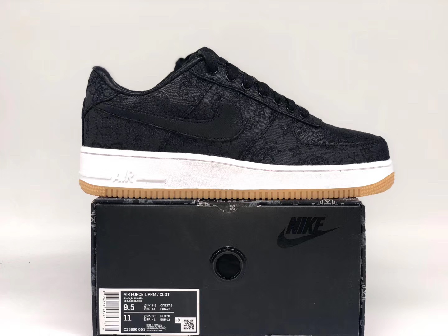 [NIKE] 프라그먼트 x 클랏(클롯) x 나이키 에어포스1 블랙 CZ3986-001 남성용 (TOP공장)