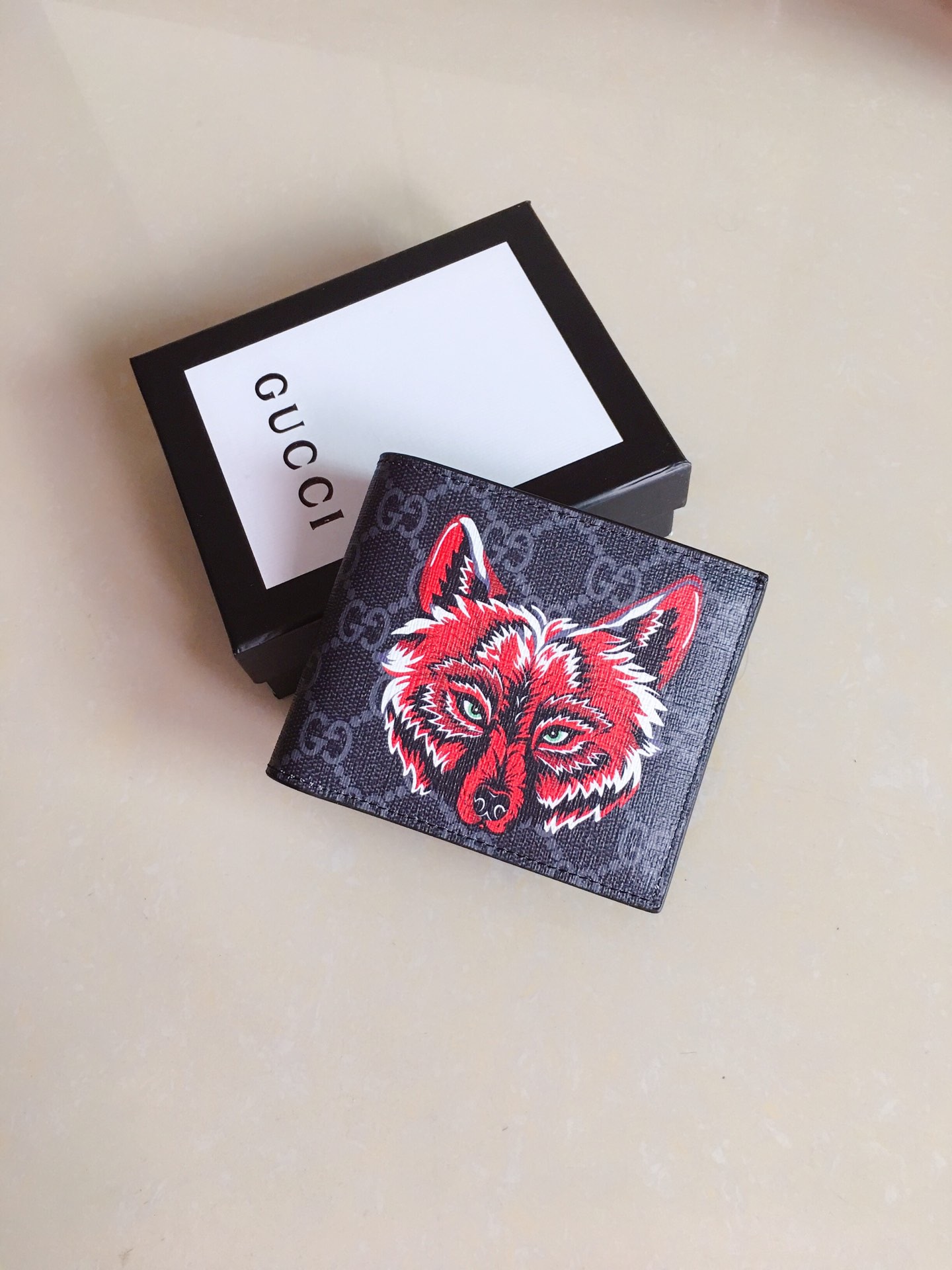 [GUCCI] 구찌 GG 수프림 울프 반지갑 451268