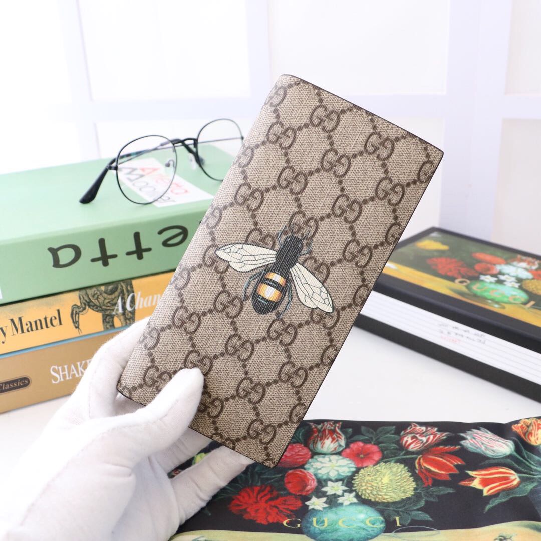 [GUCCI] 구찌 GG 수프림 꿀벌 프린트 장지갑