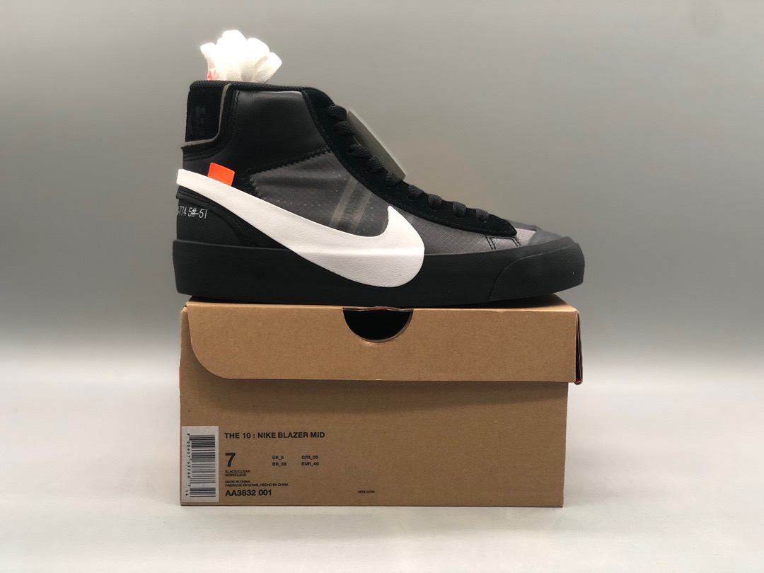 [NIKE] 오프화이트 x 나이키 블레이저 미드 그림리퍼 블랙 OG AA3832-001 남녀공용