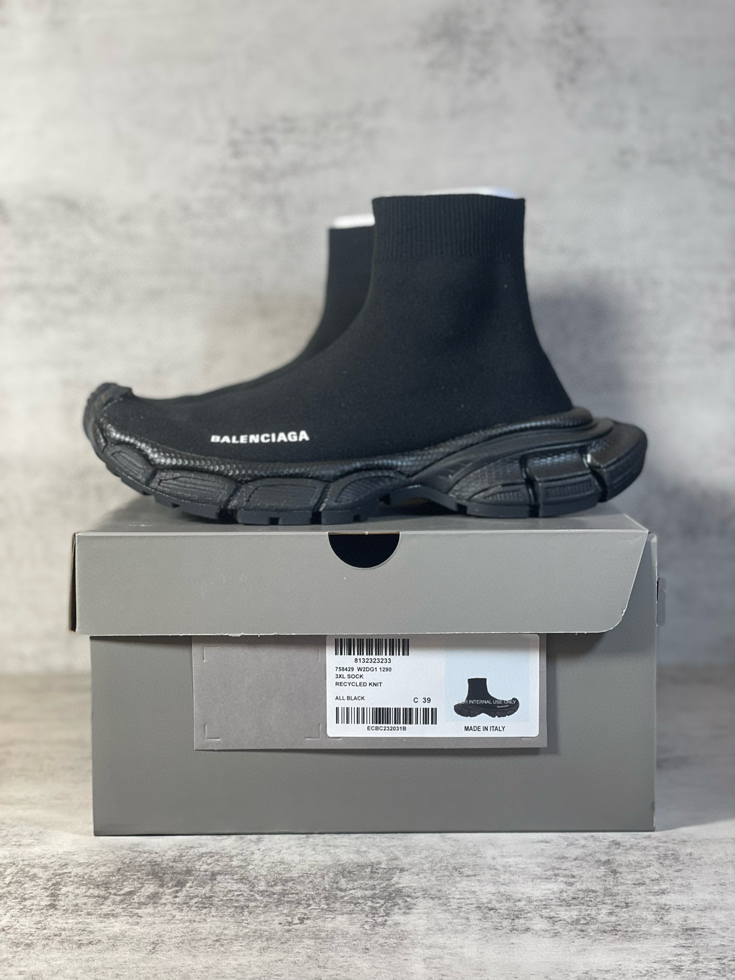 [BALENCIAGA] 발렌시아가 스피드러너 3XL SOCK 재생 니트 올 블랙 남녀공용 (OK공장)