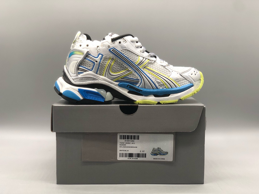 [BALENCIAGA] 발렌시아가 그래피티 러너 7.5 스니커즈 화이트 블루 남녀공용