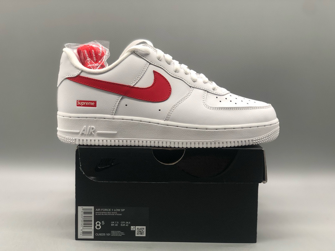 [NIKE] 나이키 x 슈프림 에어포스1 로우 화이트 스피드 레드 CU9225-101 남성용