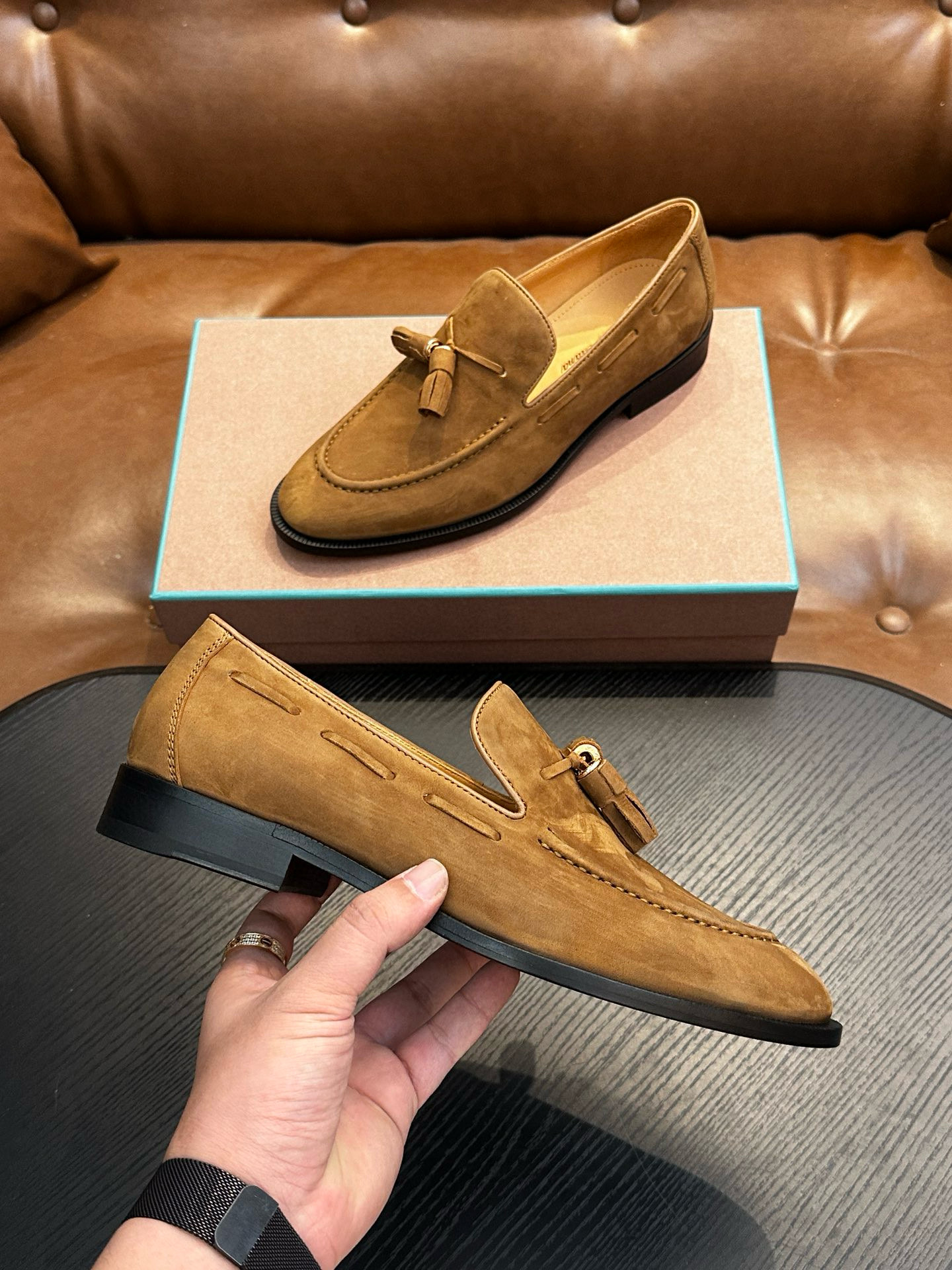 [Loro Piana] 로로피아나 레더 로퍼 남성용