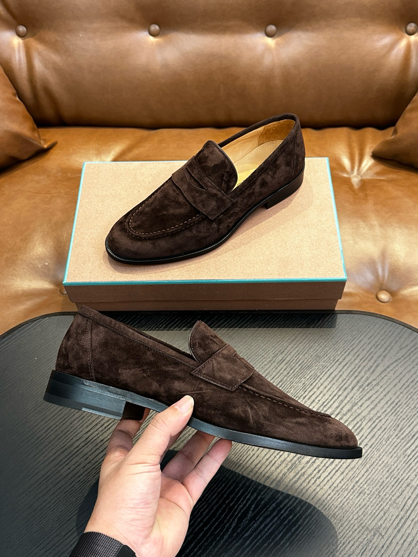 [Loro Piana] 로로피아나 레더 로퍼 남성용