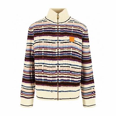 [LOUIS VUITTON] 루이비통 스트라이프드 케이블 니트 트랙 톱 남녀공용