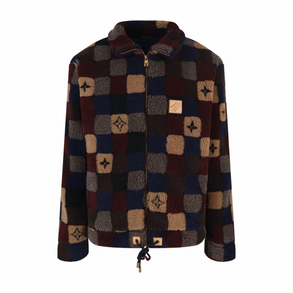 [LOUIS VUITTON] 루이비통 체크 다미에 플리스 집업 블루종 자켓 후리스 남성용